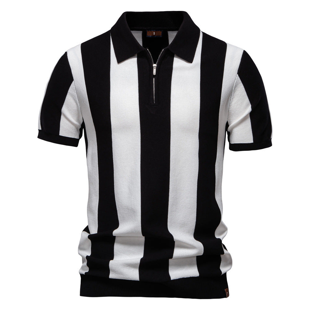 Lapel Short-sleeved Woolen Polo Shirt For Men