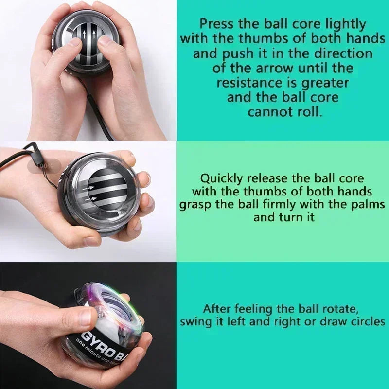 Self-Starting Wrist Gyro Ball Power Trainer Ball Wrist Strengthening Device Forearm Exerciser Strengthen Arms Fitness Equipmen
